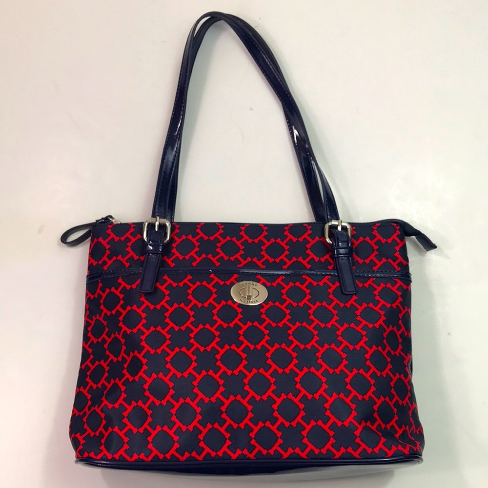 Tommy Hilfiger nylon bag in classic red and navy, EUC - Picture 1 of 12